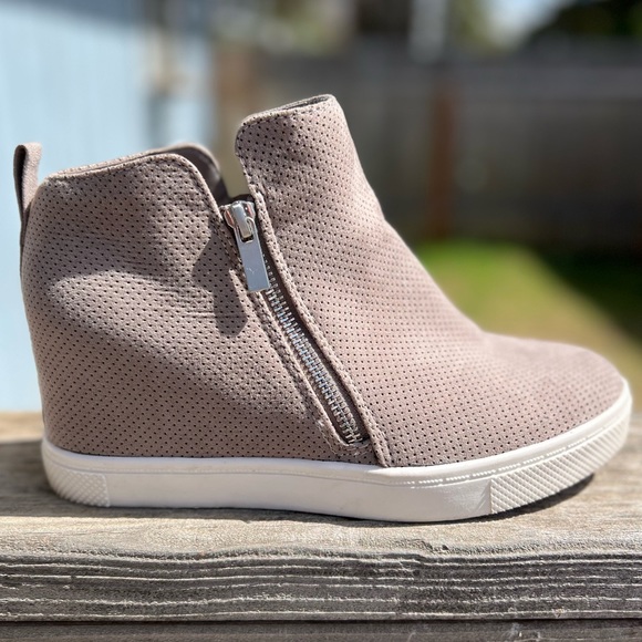 Grey Perforated Wedge Sneaker Wide Width - Picture 7 of 14